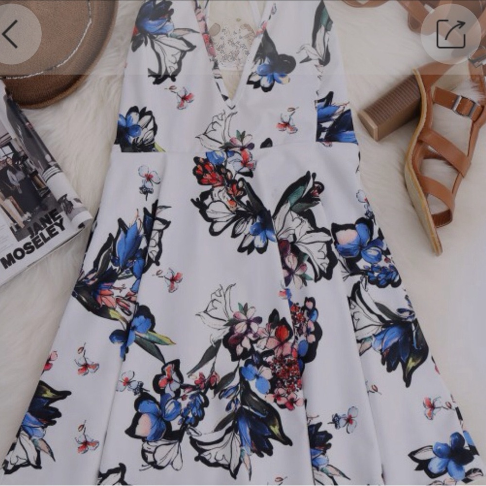 Thin Strap Floral Skater Sun
Dress